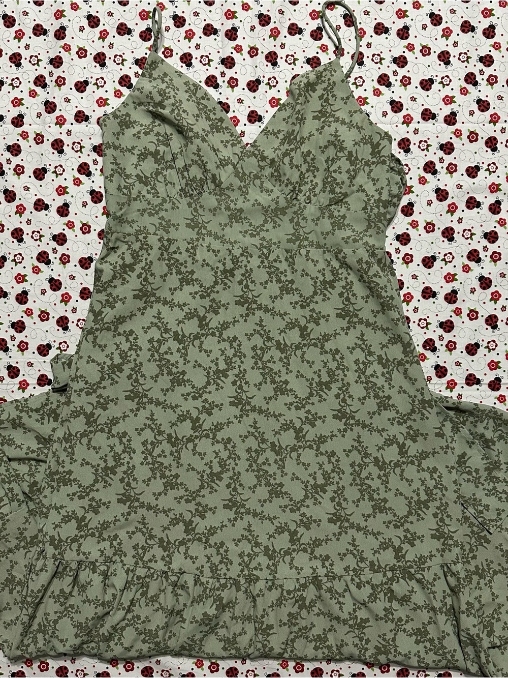 Extra Flirt Sage Green Floral Tiered Maxi Dress Size L